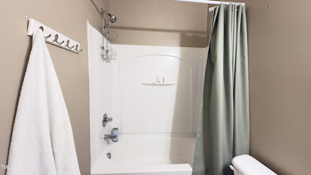 106 Gallent Hedge Trl, Apex, NC 27539 - full bathroom with shower / bath combo with shower curtain and toilet