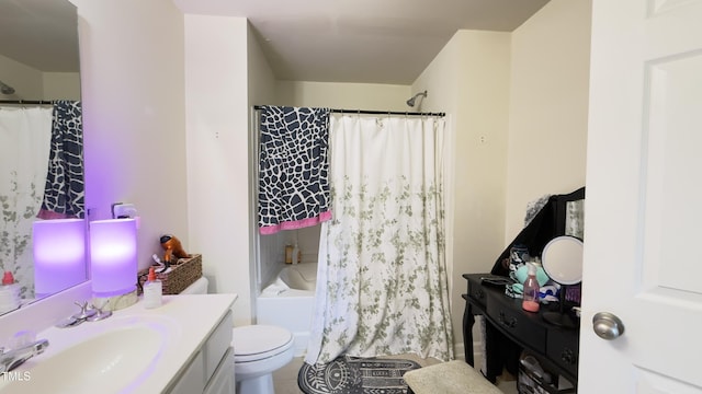 106 Gallent Hedge Trl, Apex, NC 27539 - bathroom with vanity, toilet, shower / tub combo with curtain, and tile patterned floors