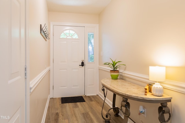 358 Tillamook Dr, Wake Forest, NC 27587 - foyer entrance with wood finished floors and baseboards