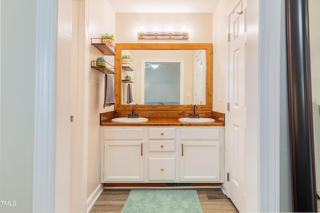 358 Tillamook Dr, Wake Forest, NC 27587 - bathroom with wood finished floors and double vanity