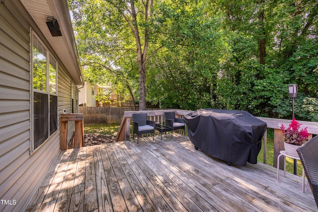 358 Tillamook Dr, Wake Forest, NC 27587 - wooden deck featuring a grill