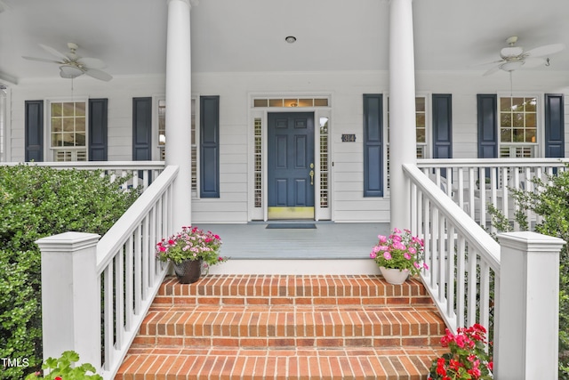 314 Chanticlair Dr, Apex, NC 27502 - property entrance featuring covered porch and a ceiling fan