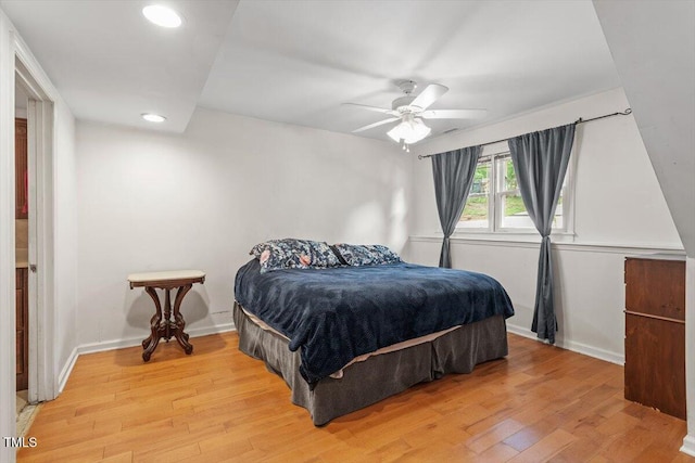 105 Otter Dr, Cary, NC 27513 - bedroom featuring light wood-style flooring, recessed lighting, and a ceiling fan