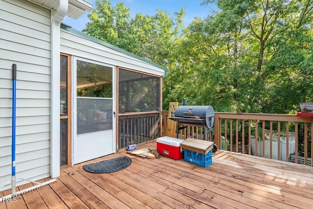 3298 Oakridge Dr Unit A, Graham, NC 27253 - wooden terrace with a sunroom