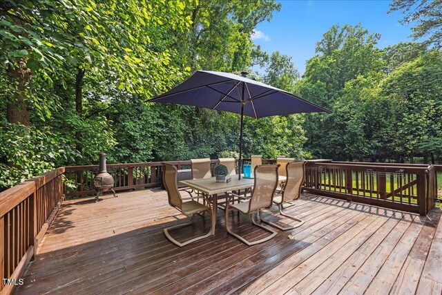 2725 Rosedale Ave, Raleigh, NC 27607 - wooden terrace with outdoor dining space