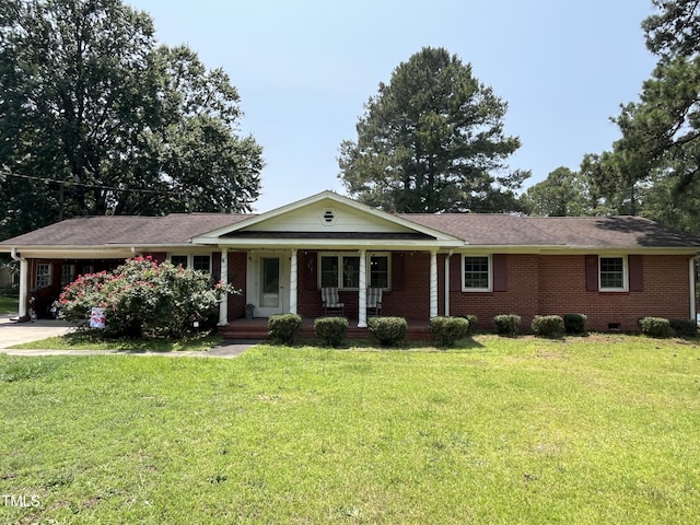 2433 Zacks Mill Rd, Angier, NC 27501 - single story home with a porch, brick siding, and a front lawn