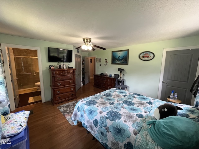 2433 Zacks Mill Rd, Angier, NC 27501 - bedroom with wood finished floors, a textured ceiling, and ceiling fan