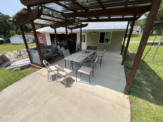 2433 Zacks Mill Rd, Angier, NC 27501 - view of patio with a pergola, outdoor dining space, and grilling area