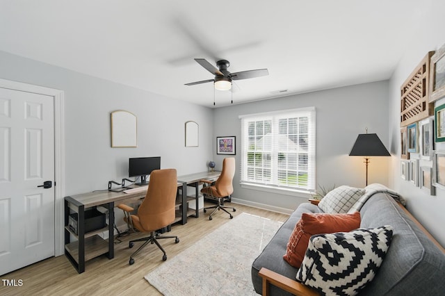 2933 Creek Moss Ave, Wake Forest, NC 27587 - office featuring light wood finished floors and a ceiling fan