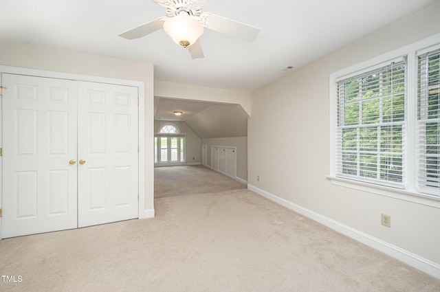 7605 Sandy Lake Ct, Raleigh, NC 27613 - additional living space with carpet, vaulted ceiling, and ceiling fan