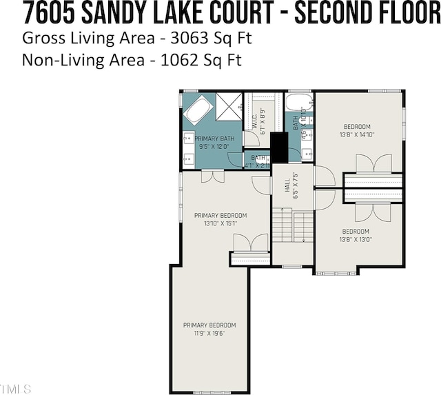 7605 Sandy Lake Ct, Raleigh, NC 27613 - view of floor plan / room layout
