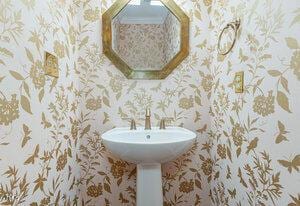 7605 Sandy Lake Ct, Raleigh, NC 27613 - bathroom with wallpapered walls