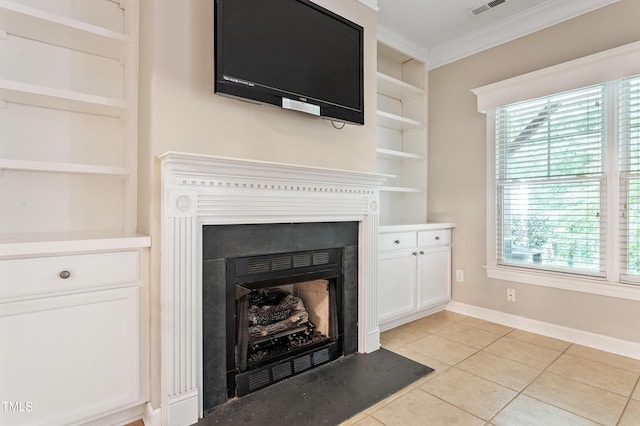 4724 Ludwell Branch Ct, Raleigh, NC 27612 - detailed view of a fireplace with flush hearth and crown molding