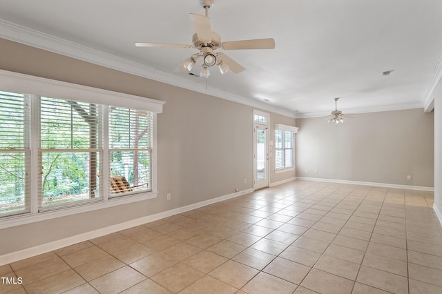 4724 Ludwell Branch Ct, Raleigh, NC 27612 - spare room featuring ceiling fan, light tile patterned flooring, and ornamental molding