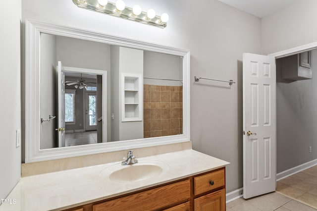4724 Ludwell Branch Ct, Raleigh, NC 27612 - bathroom with vanity, tile patterned floors, and ceiling fan