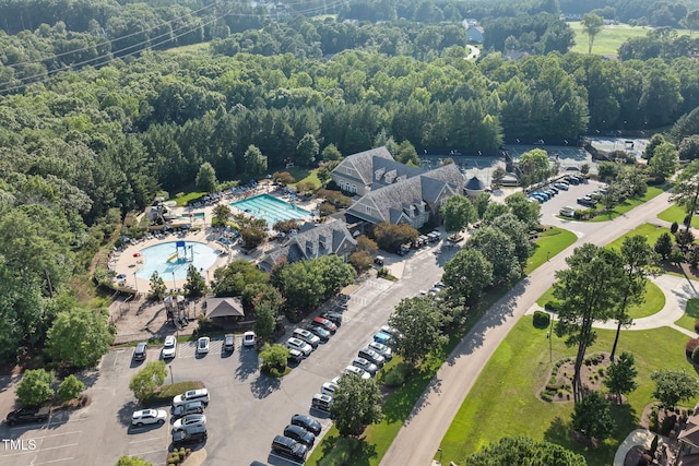 7632 Summer Pines Way, Wake Forest, NC 27587 - aerial view of property and surrounding area with a pool and a forest
