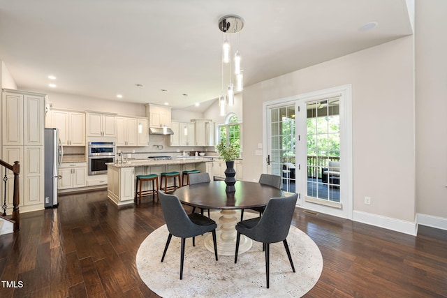 7632 Summer Pines Way, Wake Forest, NC 27587 - dining space with dark wood-style floors and recessed lighting