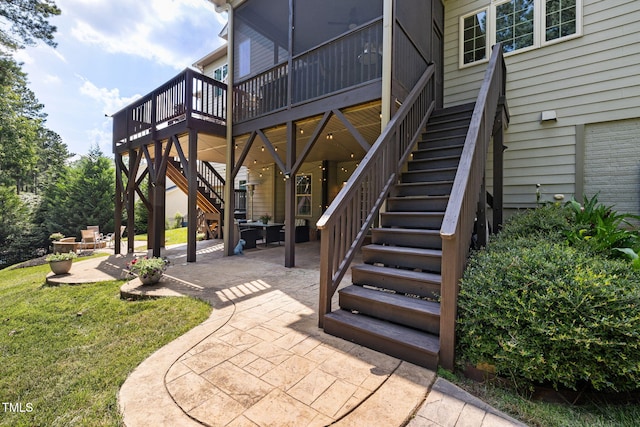 7632 Summer Pines Way, Wake Forest, NC 27587 - view of patio / terrace with stairway and a wooden deck