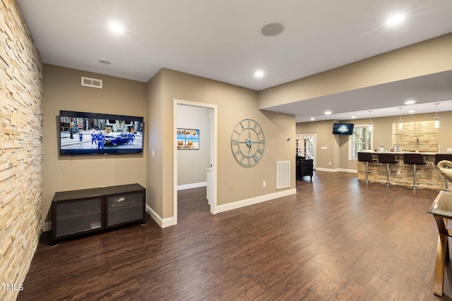 7632 Summer Pines Way, Wake Forest, NC 27587 - living room with dark wood-style flooring and recessed lighting
