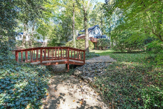 403 Rutherglen Dr, Cary, NC 27511 - view of yard featuring a wooden deck