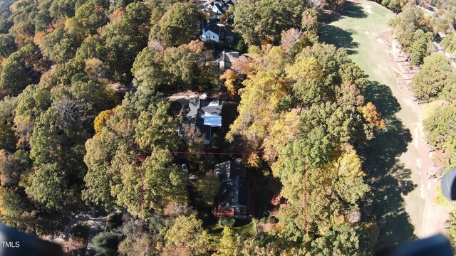 403 Rutherglen Dr, Cary, NC 27511 - aerial overview of property's location with a heavily wooded area and property boundaries highlighted