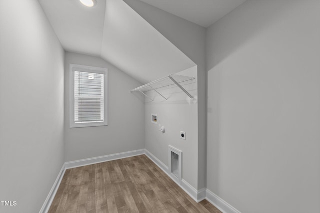 3500 Bailey Lake Dr, Fuquay Varina, NC 27526 - laundry room with hookup for an electric dryer, hookup for a washing machine, wood finished floors, and hookup for a gas dryer