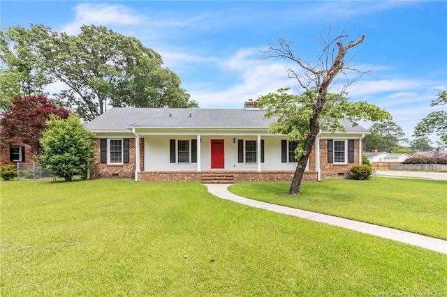 239 Rainier Dr, Fayetteville, NC 28314 - ranch-style home with crawl space, covered porch, and brick siding