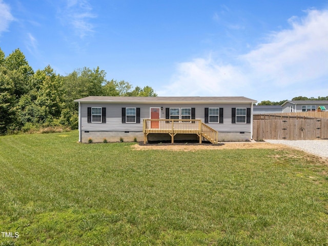 130 Ruby Trl, Roxboro, NC 27574 - manufactured / mobile home with crawl space and a wooden deck
