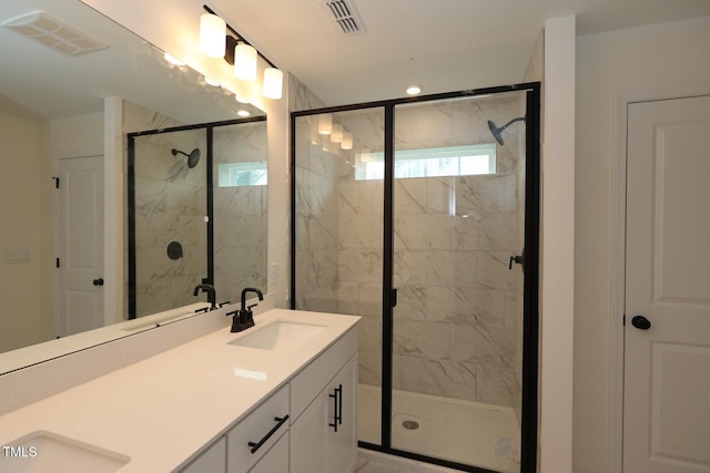 6973 Doddridge Ln Unit 17, Cary, NC 27519 - full bathroom featuring double vanity and a marble finish shower