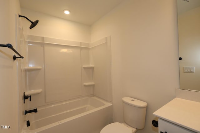 6973 Doddridge Ln Unit 17, Cary, NC 27519 - bathroom featuring toilet, vanity, bathtub / shower combination, and recessed lighting