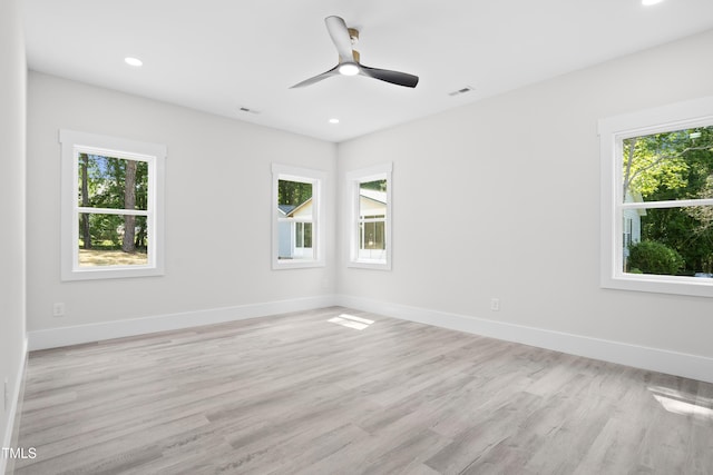 107 Mohave Dr, Louisburg, NC 27549 - spare room with light wood-style floors, baseboards, recessed lighting, and ceiling fan