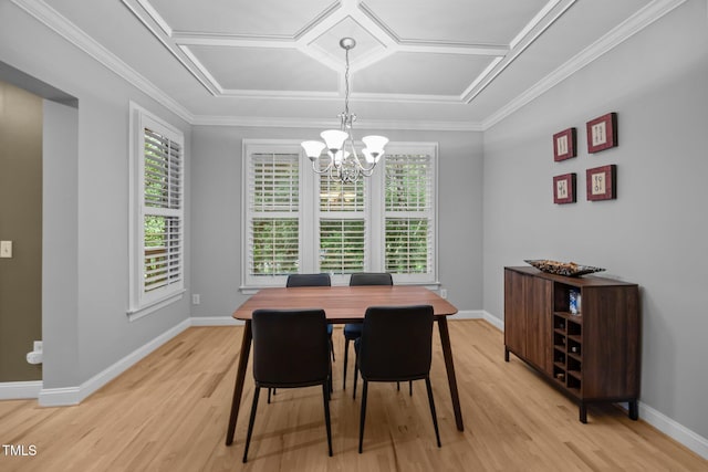 4511 Crab Creek Dr Unit 101, Raleigh, NC 27612 - dining space with light wood-type flooring, a chandelier, and ornamental molding