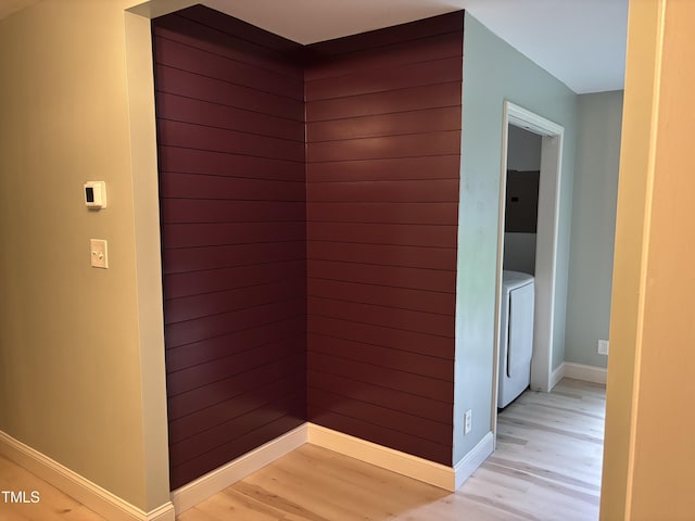 301 Roseland Ave, Durham, NC 27712 - corridor with light wood-style floors and washer / clothes dryer