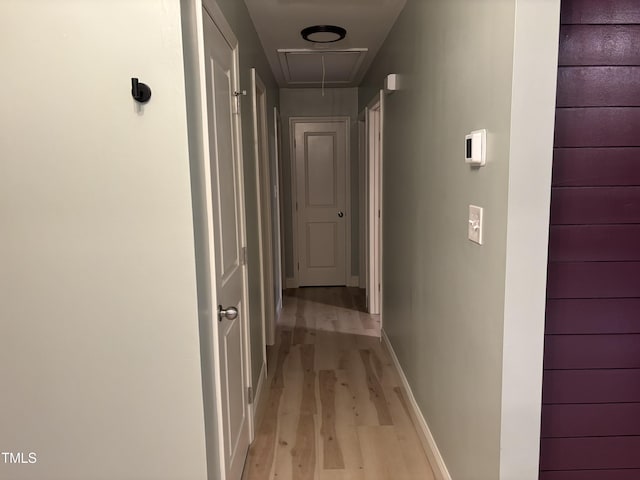 301 Roseland Ave, Durham, NC 27712 - hallway with light wood-style floors and attic access