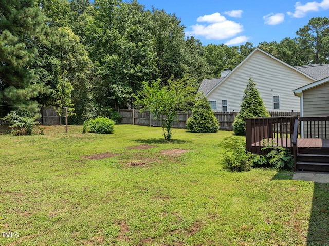 508 Hidden Cellars Dr, Holly Springs, NC 27540 - fenced backyard with a wooden deck