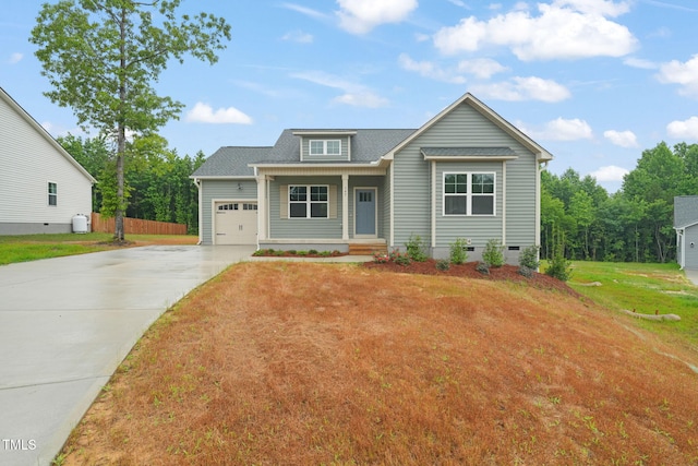 147 Harmony Trl, Broadway, NC 27505 - view of front of property with driveway, crawl space, a garage, and a shingled roof