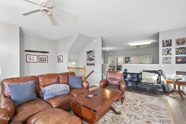 2910 Barrymore St Unit 100, Raleigh, NC 27603 - living area featuring wood finished floors and ceiling fan