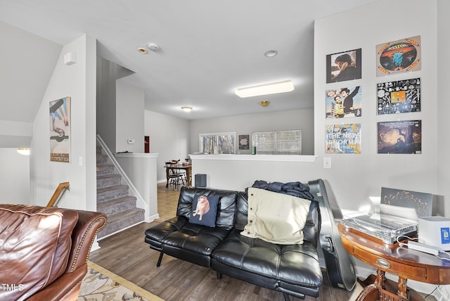 2910 Barrymore St Unit 100, Raleigh, NC 27603 - living room with wood finished floors and stairway