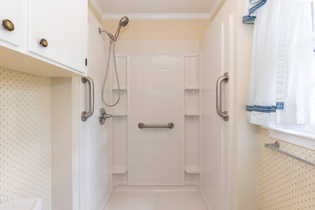 303 Spring St, Louisburg, NC 27549 - full bath featuring a shower and ornamental molding