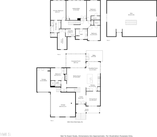 2661 Silver Bend Dr, Apex, NC 27539 - property floor plan
