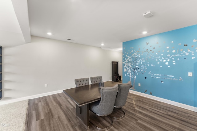 409 Rhamkatte Rd, Holly Springs, NC 27540 - dining space featuring wood finished floors, recessed lighting, and baseboards