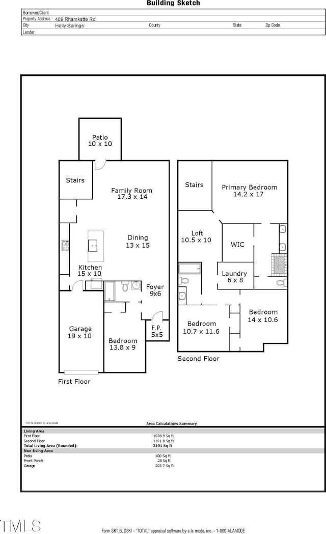409 Rhamkatte Rd, Holly Springs, NC 27540 - property floor plan
