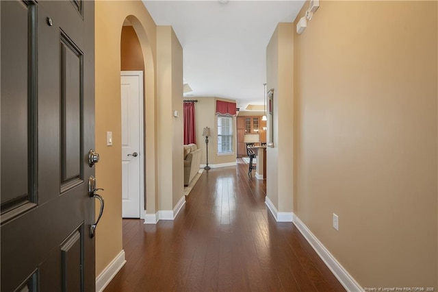 239 Nandina Ct Unit 21A, Fayetteville, NC 28311 - corridor with dark wood-style flooring and baseboards