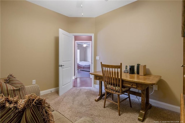 239 Nandina Ct Unit 21A, Fayetteville, NC 28311 - office featuring light carpet, ceiling fan, and baseboards