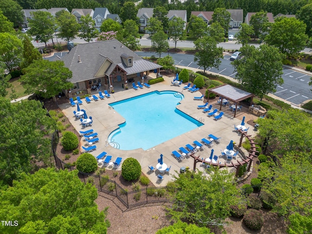 7873 Cape Charles Dr, Raleigh, NC 27617 - community pool with a patio area