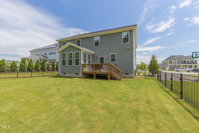470 E Wellesley Dr, Clayton, NC 27520 - back of property featuring crawl space, a deck, and stairs
