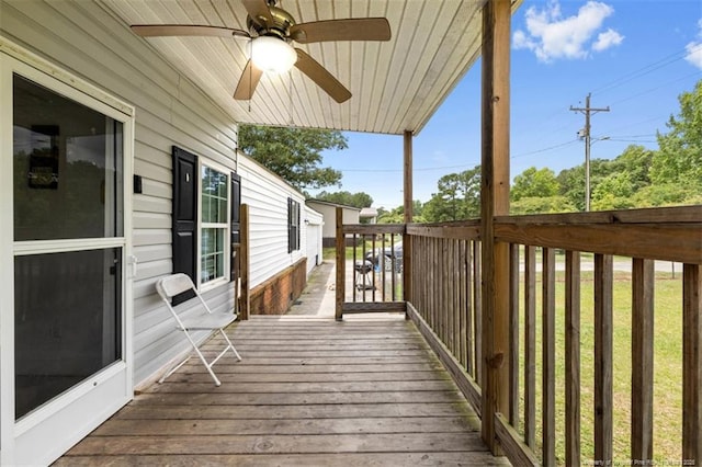 566 Quail Run Rd, Lumberton, NC 28358 - wooden terrace with a ceiling fan