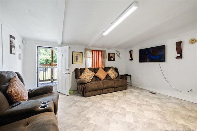 566 Quail Run Rd, Lumberton, NC 28358 - living area featuring beam ceiling