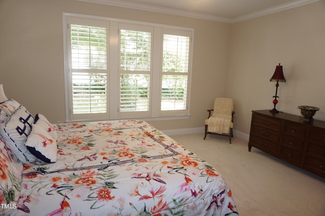 4810 Glenmist Ct, Raleigh, NC 27612 - bedroom with light carpet, multiple windows, crown molding, and baseboards