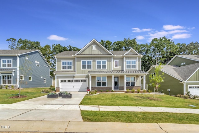 1100 Balsawood Dr Unit 5, Durham, NC 27705 - craftsman inspired home featuring board and batten siding, covered porch, driveway, an attached garage, and a front yard